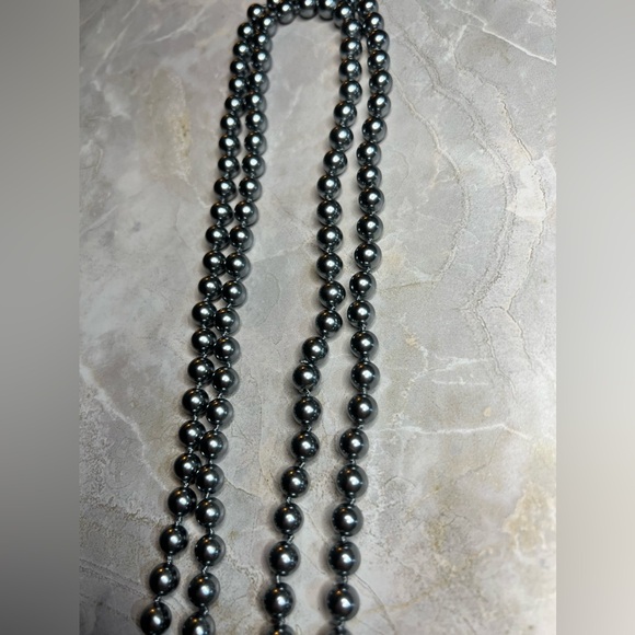 Jewelry - Single Strand Resin Pearls - Gunmetal